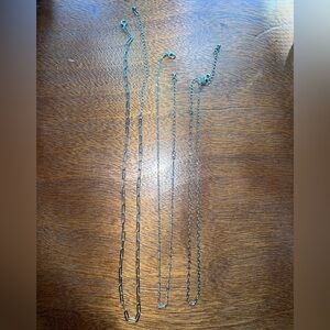 3 chain necklaces set silver